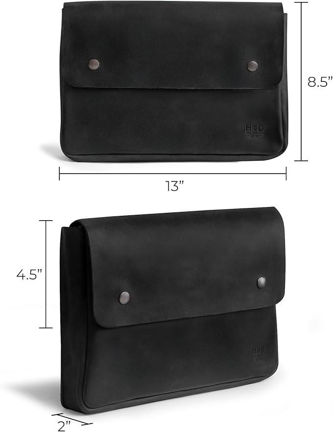 Hide & Drink, Vintage Folder Document Holder, File Case, A5 Binder, Envelope Portfolio, Full Grain Leather, Handmade, Charcoal Black
