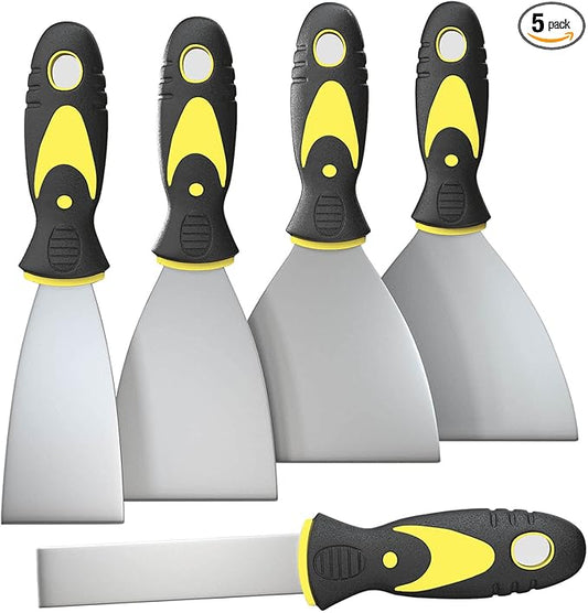 5Pcs Putty Knife, Set, 1" 2" 3" 4" 5" Scraper, Spackle Knife, Paint Scraper, Scraper Tool, No Rusting, Perfect For Repairing Drywall, Removing Wallpaper, Mud, Plaster Scraping