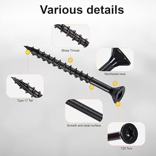 Wood Screws #8 x 2?쇺? T25 Star Torx Drive Flat Head Deck Screws, Black, 127Pcs (1lb)