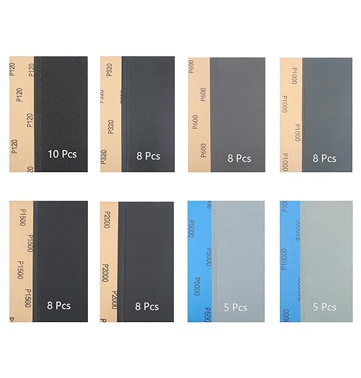 60Pcs of 9x3.6 Inch 8 Grit Mixed Packing Wet and Dry Sandpaper, Woodworking Furniture/Automobiles/Metal/Lacquer Polishing Sanding Sheets, 120/320/600/1000/1500/2000/5000/10000 Grit
