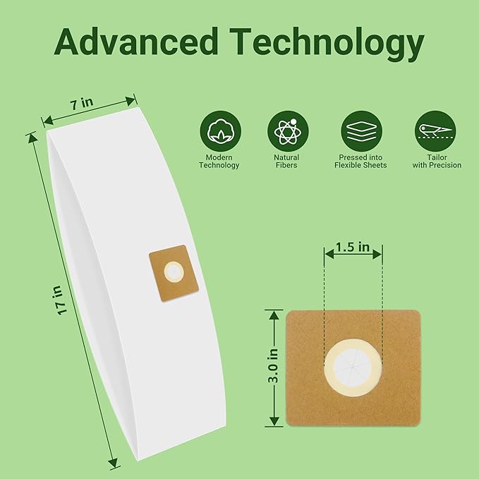 3 Pack Vacuum Bags Replacement for Shop Vac Bags 2-2.5 Gallon Type B 90668 9066800 9066833, All Around EZ QAM70 and CMXZVBE38774, PETOX High-Efficiency Disposable Vaccum Collection Filter Bags