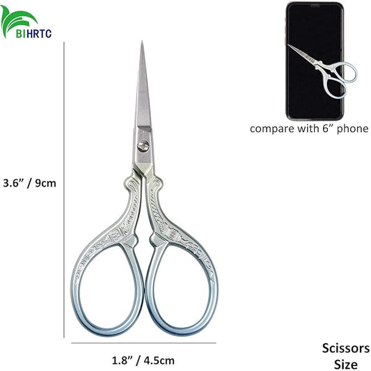 BIHRTC 3.6 Inch Small Embroidery Scissors Sharp Stainless Steel Needlepoint Scissors DIY Tool Dressmaker Shears for Sewing Crafting Needlework Houshold