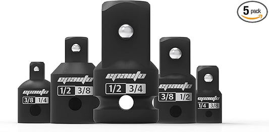 EPAuto 5 Pieces - Impact Socket Adapter and Reducer Set, Cr-V