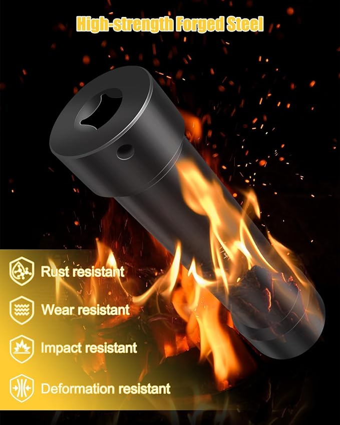 1/2 Inch Drive Extended Length Impact Socket, Extended Deep Sockets Hex Sizes 3/4in 7/8in 15/16in 1-1/16in 1-1/8in 1-1/4in Impact Set Heavy Duty with Case, 6PCS
