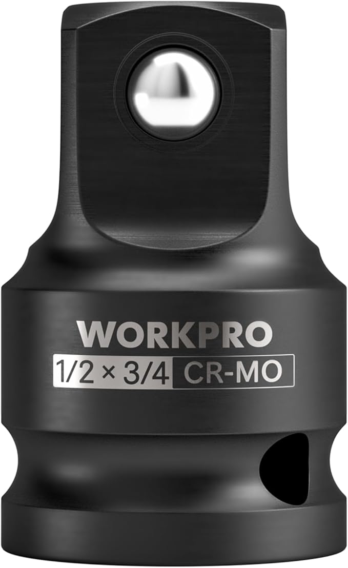 WORKPRO 1/2" F to 3/4" M Impact Socket Adapter, Cr-Mo Steel, Socket Adapter Set for Impact Driver Conversions, Square Drive Reducer for Impact Driver Wrench
