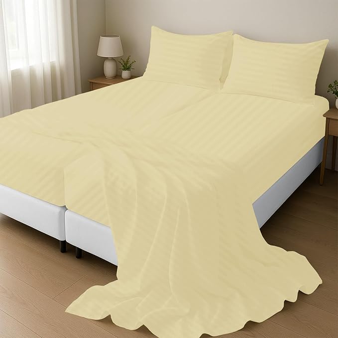 Split California King Sheets for Adjustable Beds 5-Piece Split California King Sheet Set, 800 Thread Count 100% Egyptian Cotton,12" Deep Pocket Adjustable Bed Sheets, Ivory Stripe