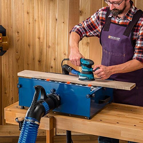 Rockler Downdraft Table - Orange Material Stops Woodworking Table - Metal Dust Collector w/Durable Powder-Coat Finish - Adjustable Rubber Feet Provides Firm Footing