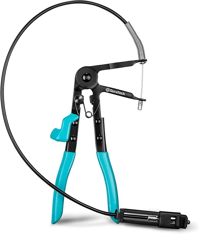 DURATECH Flexible Hose Clamp Pliers, 27" Long Reach Radiator Hose Clamp Removal Tool with Ratchet Locking Mechanisms, Spring Clamp Pliers for Automotive, Car, and Truck Repairs