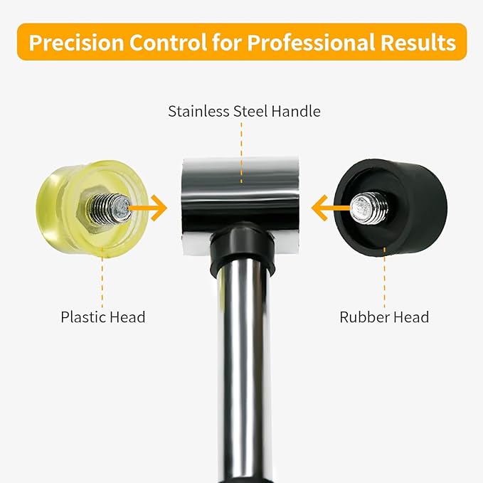Rubber Double Faced Soft Mallet Leather Hammer 25mm Tool-Tapping Block for Vinyl Plank Flooring Crafts-jewelry, handicrafts, furniture assembly Home Decoration Installation Hand Tool