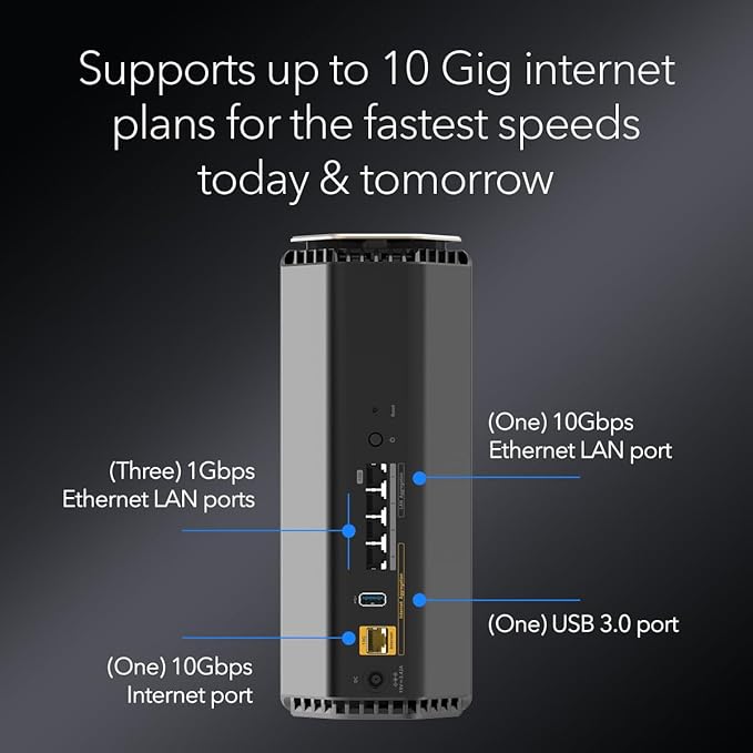NETGEAR Nighthawk WiFi 7 Router (BE17000) ??Router Only, 17 Gbps Wireless Speed, 10 Gig Internet Port, Tri-Band for Gaming, Covers 3,300 sq. ft., 150 Devices, VPN ??Free Expert Help