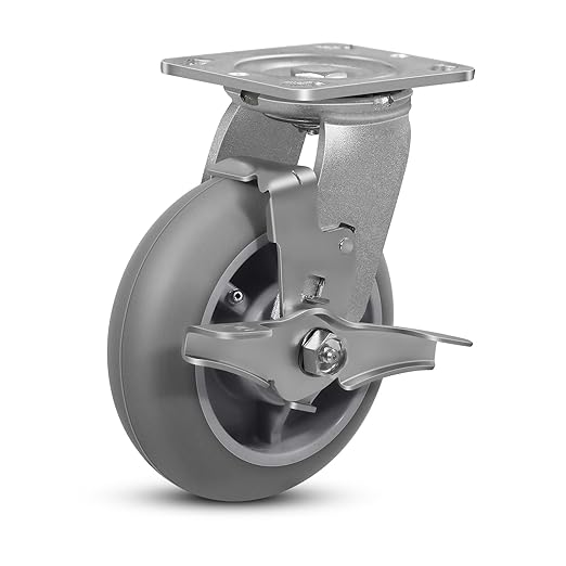 6"x 2" Heavy Duty Caster, Thermoplastic Rubber Wheels(Crown Tread)- 500 Lbs Per Casters, Plate Caster for Furniture Platform Trucks Workbench (1 Pack Rigid)