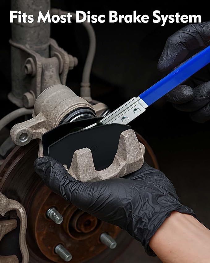 Upgraded Brake Caliper Compression Tool 4 in 1 Universal Caliper Piston Compressor Tool with 4 Brake Caliper Hangers Brake Pad Spreader Tool with 360째Swing Ratchets for Car Brake Repair Blue
