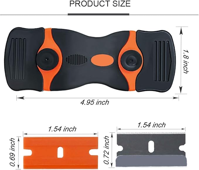3 Pack Double Edge Razor Blade Scraper Set with 20 Pcs Replacement Scraper Blades, Multi-Purpose Scraper Cleaning Tool for Scraping Labels, Decals, Stickers, Paint from Glass, Stovetop, Subfloor