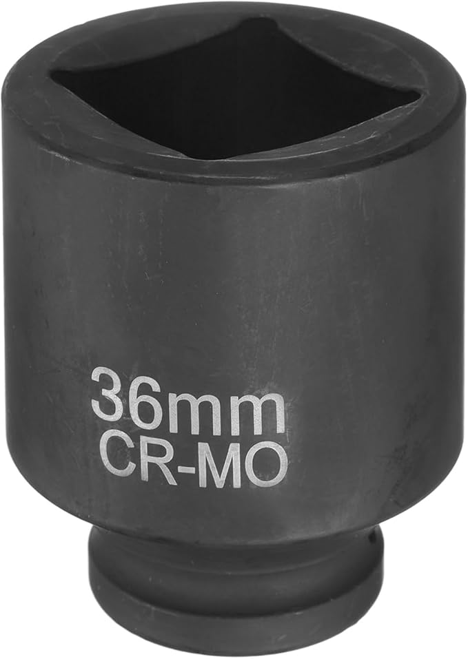 HARFINGTON 4 Point Square Socket 3/4" Drive 36mm Metric Square Impact Socket CR-MO Blackening Standard Wheel Sleeve Pneumatic Sleeve Tool for Auto Repair Mechanical Maintenance Home Use
