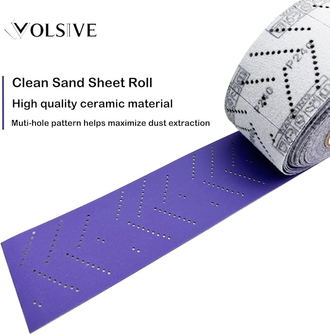 Abrasive Sheet Roll Multi-Hole Sanding Roll Automotive Sandpaper Roll Clean Sand Sheet Roll for Woodworking, Auto Body Repair, 70 mm x 12 m - 400 Grit