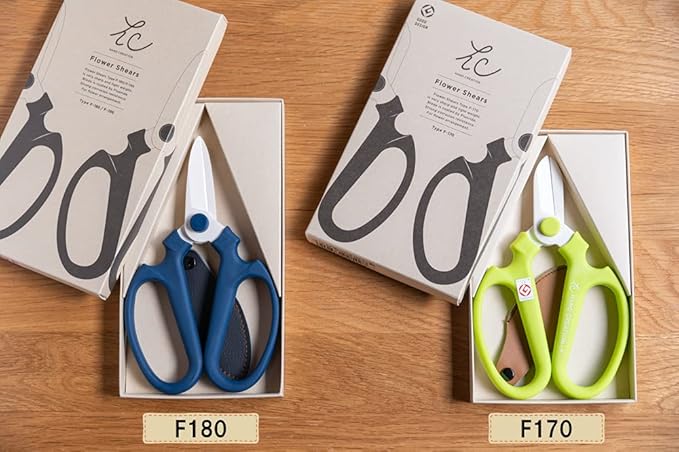 Japanese Florist Scissors ??Professional Ultra Sharp Flower Shears Made in JAPAN for Floral Design & Gardening SAKAGEN HAND CREATION F-170 (Yellow)
