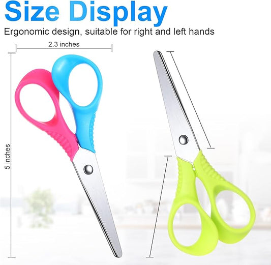 Reginary 36 Pcs Kids Scissors Bulk 5 Inch Student Children Blunt Tip Safety Scissors Multipurpose Rounded Tip for Office Home School Craft Supplies, Multicolor