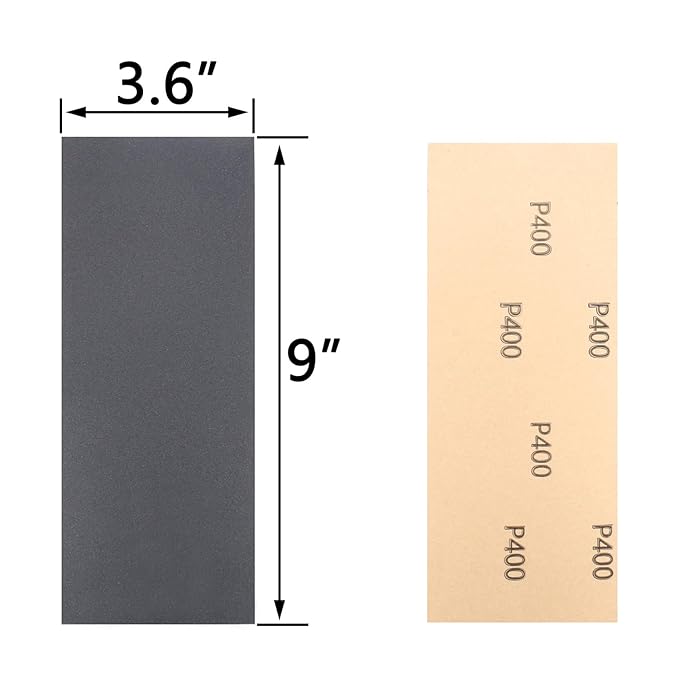 30Pcs 9 x 3.6 Inchs 400 Grit Wet and Dry Handmade Universal Sanding Sheets, Suitable for Woodworking Furniture/Automobiles/Metal/Lacquer Polishing Sandpaper