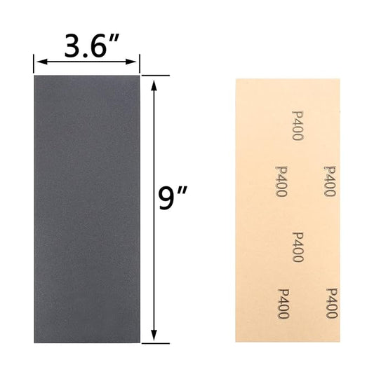 30Pcs 9 x 3.6 Inchs 400 Grit Wet and Dry Handmade Universal Sanding Sheets, Suitable for Woodworking Furniture/Automobiles/Metal/Lacquer Polishing Sandpaper