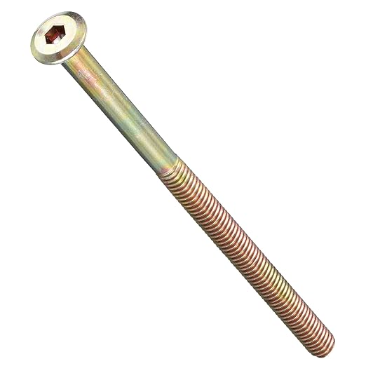 METALLIXITY Flat Head Hex Socket Cap Screws Bolts(M6-1x90) 10Pcs, Steel Hex Socket Furniture Bolts Screws - for Furniture Woodworking Project, Yellow