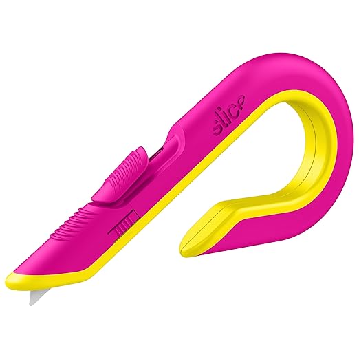 Slice Box Cutter, Heavy Duty Utility Knife, Safe Ceramic Blade Lasting 11x Longer than Metal, Fuchsia, 1 Pack