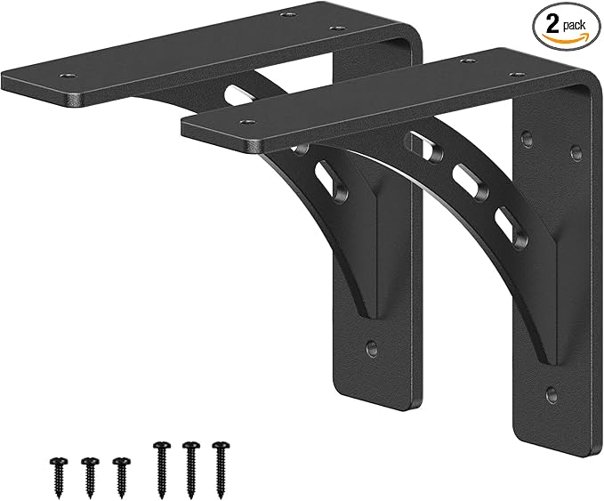 7 inch x 5.9 inch Heavy Duty Shelf Brackets , Metal Mantel Brackets (Set of 2) Fireplace Mantel Brackets - Countertop Support , Max Load 1100 Lbs (7?섃?x 5.9 ?섃?