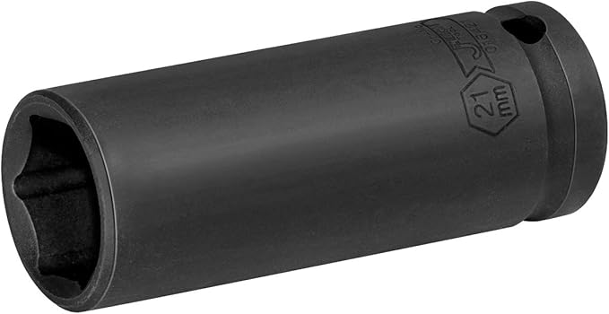 Jetech 1/2-Inch Drive 21mm Deep Impact Socket with 6-Point Design, Heat-Treated Chrome Molybdenum Alloy Steel, Metric