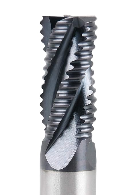 Accusize Industrial Tools Standard Tooth M42 8% Cobalt TiAlN Roughing End Mill, 3/8" Diameter, 3/8" Shank Diameter, 3/4" Flute Length, 1102-0038