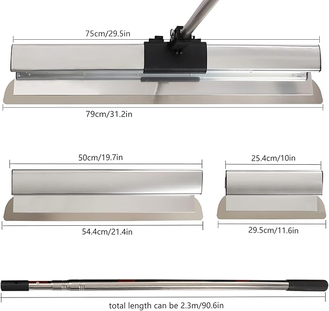 Drywall Skimming Blade Set Drywall Tools With 12", 22" & 32" Smoothing Stainless Steel Blades + 35" - 80" Telescoping Handle
