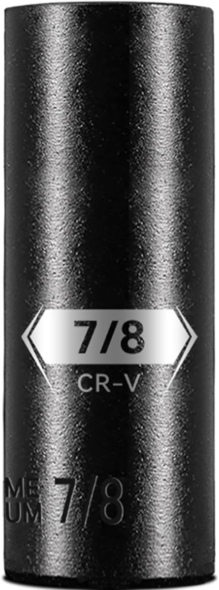 BLACKROBOT 1/2 Inch Drive 6-Point Deep Socket, 7/8 inch Deep Impact Socket, CR-V Steel