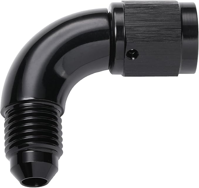 90 Degree 4AN Male to 4AN Female Swivel Full Flow Fitting Adapter Coupler Aluminum Black