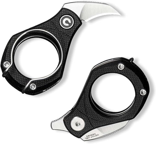CIVIVI Pyrus Mini Keychain Knife (1 Piece), Small EDC Pocket Folding Box Cutter with 14C28N Blade & Ringed G10 Handle, Christmas Stocking Stuffers Gift for Men Women C23038-2, Black