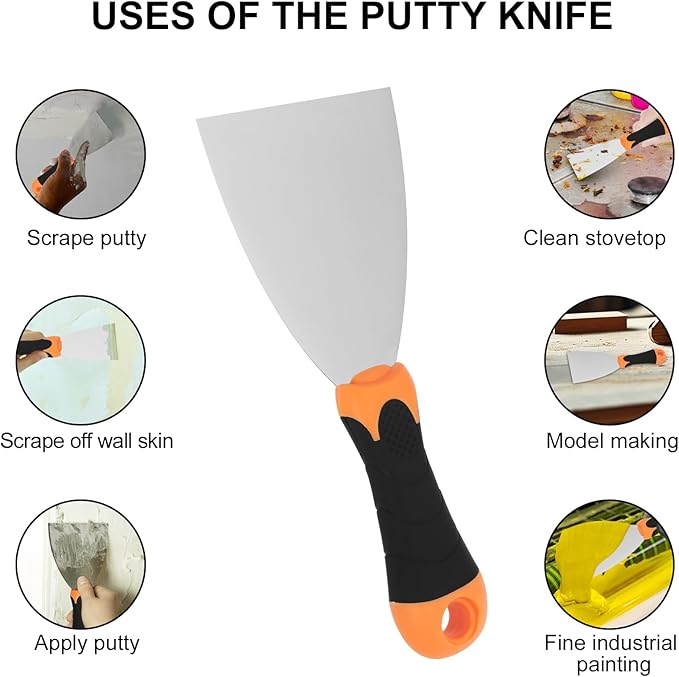 3-Piece Spackle Knife Set: 2", 3"竊똞nd 5" Professional Putty Knives - Paint Scraper and Drywall Tools for Wall Repair-WEGAZ