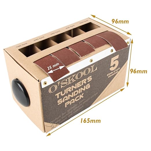O'SKOOL Turner?셲 Sanding Pack Abrasive Strip Kit 5 Grits with Dispenser for Wood Turners, Furniture Repair, Woodworkers, Metal Workers, Automotive Body Work | 150, 240, 320, 400, 600 Grit Rolls, SF02A