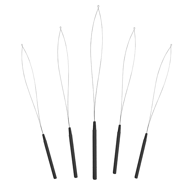 SIVOTE 10-Piece Hair Extension Loop Tool Set, Black- Bead Threader for Hair, Hair Extension Bead Tool, Pulling Hook, and Bead Looper Tool for Seamless Extensions, Micro Rings & Nano Beads