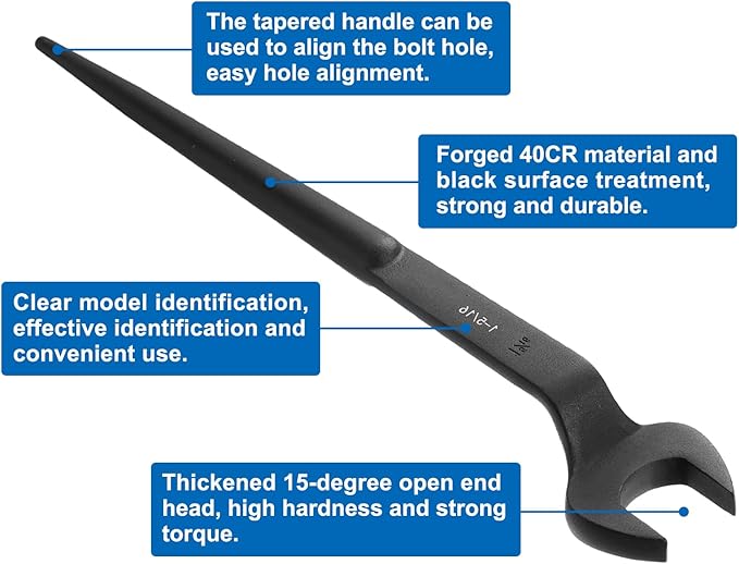 HARFINGTON Single Open End Spanner Wrench 1-5/16-inch 15 Degree Angle Single Open End SAE Construction Spanner Wrenches with 60째Offset Handle for Automotive Mechanical Maintenance
