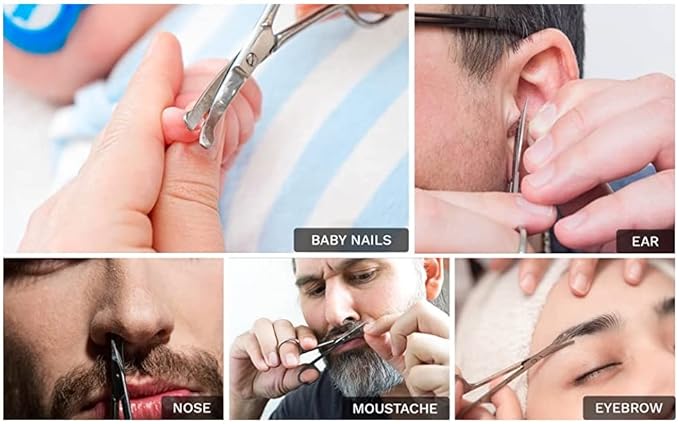 Rounded Stainless Steel Small Facial Hair Scissors ??3.7 Inches ??Rounded Tip Scissors for Nose Hair, Mustache, Beard, Eyebrows, Eyelashes & Baby Nails