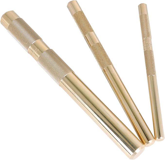 labwork 61360 3PCS Brass Drift Punch Set for Precision Hole Punching