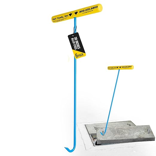 T&T Tools Heavy Duty Handy Hook ??Portable 30 Inch with 3/8" Round Pump Hook End ?밠ultipurpose Lifting and Pulling Tool for Manhole Covers, Septic Tanks, Storm Drains, Sewer Lids & More ?? Pack