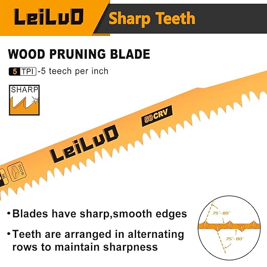 LEILUO 9-Inch Wood Pruning Reciprocating Saw Blades 10 Piece CRV Sawzall Blades 5 TPI with Storage Box