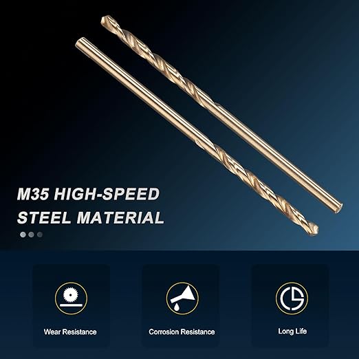 PATIKIL 1.8mm Drill Bit, Jobber Straight Shank M35 Cobalt 5% High-Speed Steel 135째 Gold Finish for Stainless Steel Hard Metal - 12 Pack