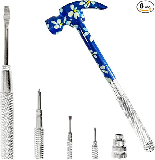 6 in 1 Flower Hammer & Screwdriver Tool, All In One Screwdriver Hammer Tools Set, Best Gift for Birthday Valentine's Mother's day Christmas Thanksgiving Halloween
