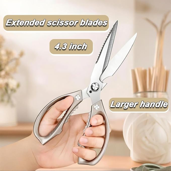 Kitchen Scissors, Heavy Duty Sharp Shears and Scissor Sharpener Set, All Purpose Kitchen Accessories Cooking Shears for Meat, Food, Chicken Bones, Turkey, Vegetables