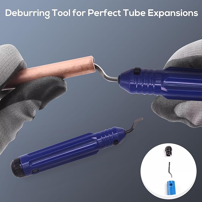 Accurate 3-IN-1 Tube Flaring Tool Kit, Eccentric Expander 45째 Cone Tubing Flaring Tool, Include Cutter Deburring Tool, HVAC Refrigeration Tools for Copper/Soft Pipe Flaring 1/4-3/4 Inch O.D. Tubing