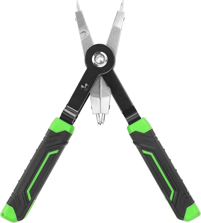 HURRICANE 8" Quick Turn Snap Ring Pliers with Interchangeable Tips, Straight and 90째 Curved Tips, HRC40-45 Hardness, Includes 4 Pairs of Tips for Precision Work, Ideal for Car Repair & Construction