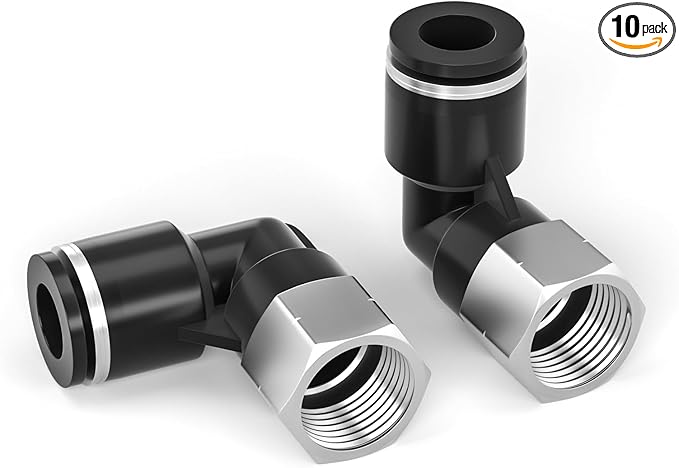 TAILONZ PNEUMATIC Female Elbow 1/4 Inch Tube OD x 1/4 Inch NPT Thread 90 Push to Connect Fittings PLF-1/4-N2 (Pack of 10)