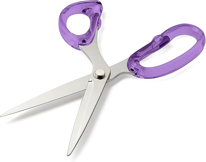 OfficeGoods 9??Stainless Steel Acrylic Scissors for Office and Home - Aesthetic and Sharp All Purpose Scissors, Perfect for Sewing, Arts and Crafts - Purple Silver Metal
