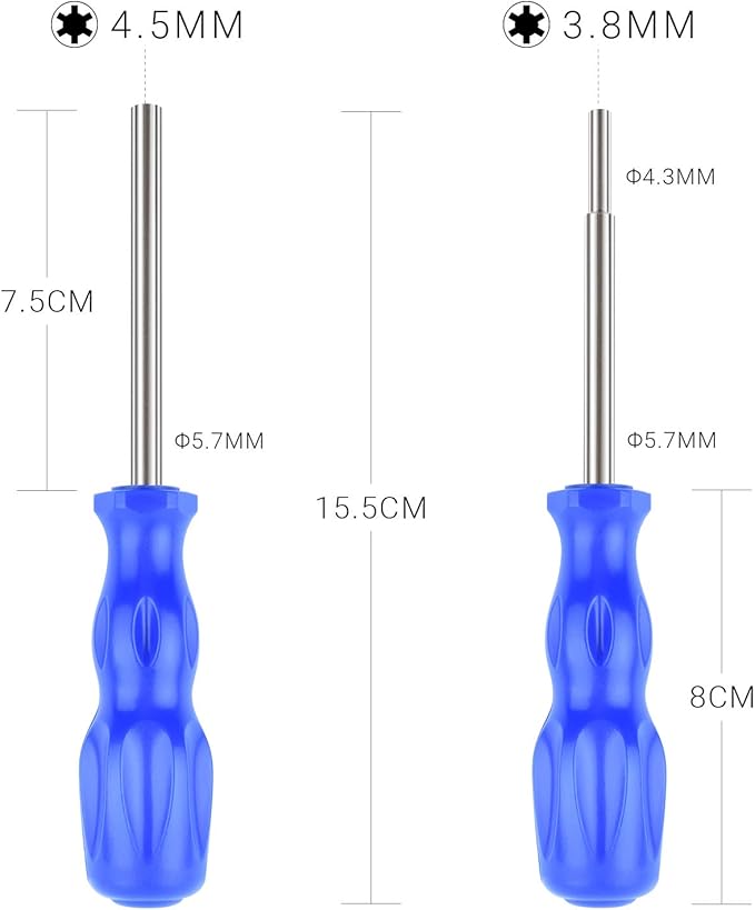 Gamebit Screwdriver Set, Security Screwdriver Bit Set 3.8mm and 4.5mm Perfect fit for Virtual Boy, Opening Nintendo, Sega Consoles and Game Cartridges - Blue