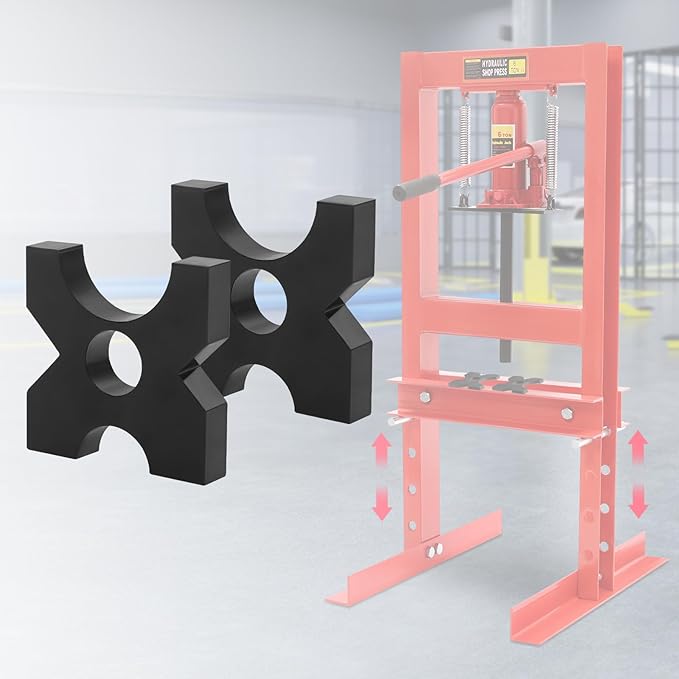 2-Pack H-Frame Hydraulic Press Plates, Universal Arbor Press Plate Set with Multiple V-U Openings & Round Holes, for 20 Ton & 32 Ton Shop Presses, 1 Inch Thick High-Strength Iron (5 * 5 * 1 in)