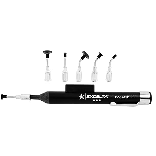 Excelta PV-3A-ESD Pen-Vac Pro Vacuum Pen Kit, 5 Inch Length, 0.5 Inch Diameter, ESD Safe with 6 Buna-N Static Dissipative Vacuum Cups and Probes, Made in USA, Professional